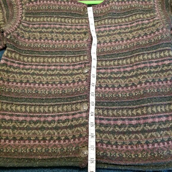 Alps fair isle Sweater Womens Cardigan Sz M Wool Button up USA Vintage - Picture 6 of 11